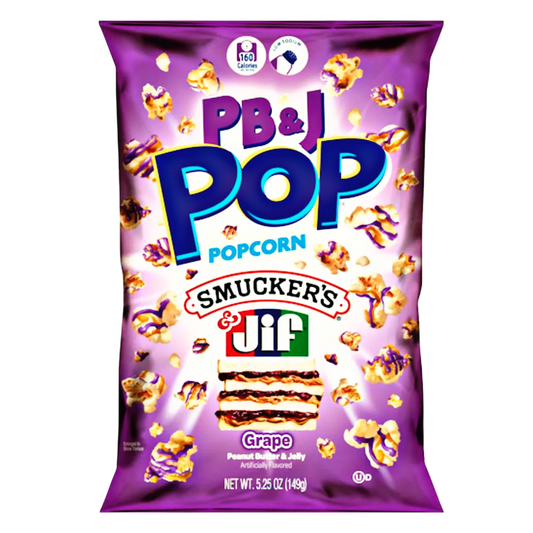 PB&J Pop Popcorn Smucker’s & Jif Peanut Butter Jelly Grape 149g - MHD: 04.12.2025