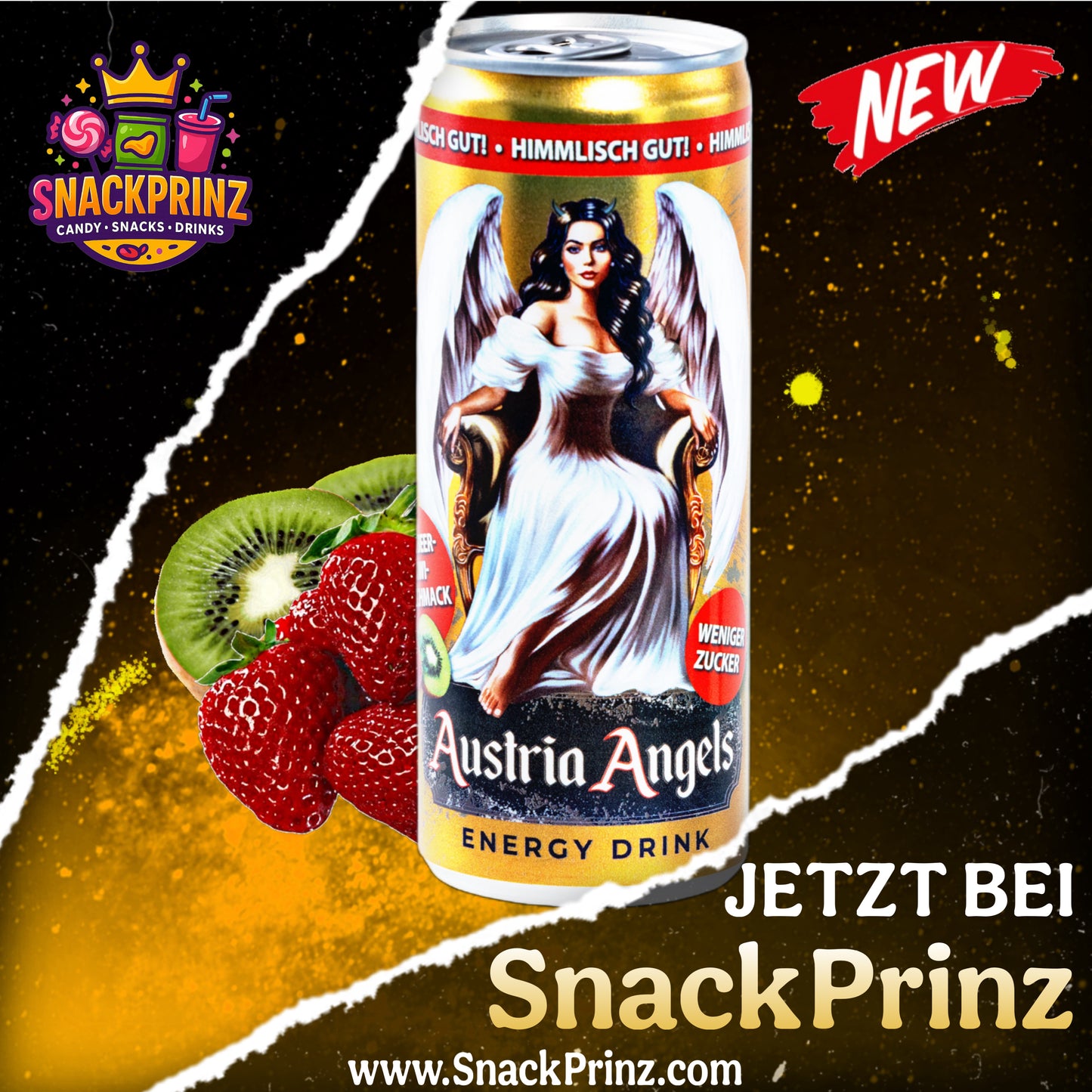 Austria Angels Erdbeer Kiwi Energy Drink mit weniger Zucker 250ml